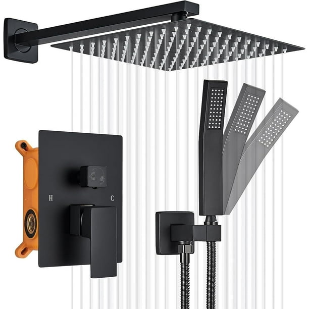 Regaderas Para Baño Lluvia Sistemas De Ducha 25×25cm(10 pulgadas) Moderna Ducha Cuadrada De Acero Inoxidable Monomando Para Regadera