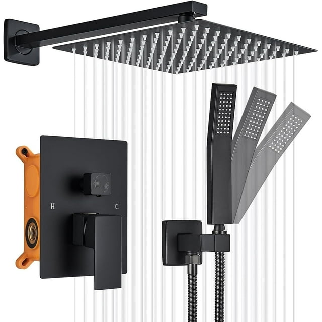 Regaderas Para Baño Lluvia Sistemas De Ducha 25×25cm(10 pulgadas) Moderna Ducha Cuadrada De Acero Inoxidable Monomando Para Regadera