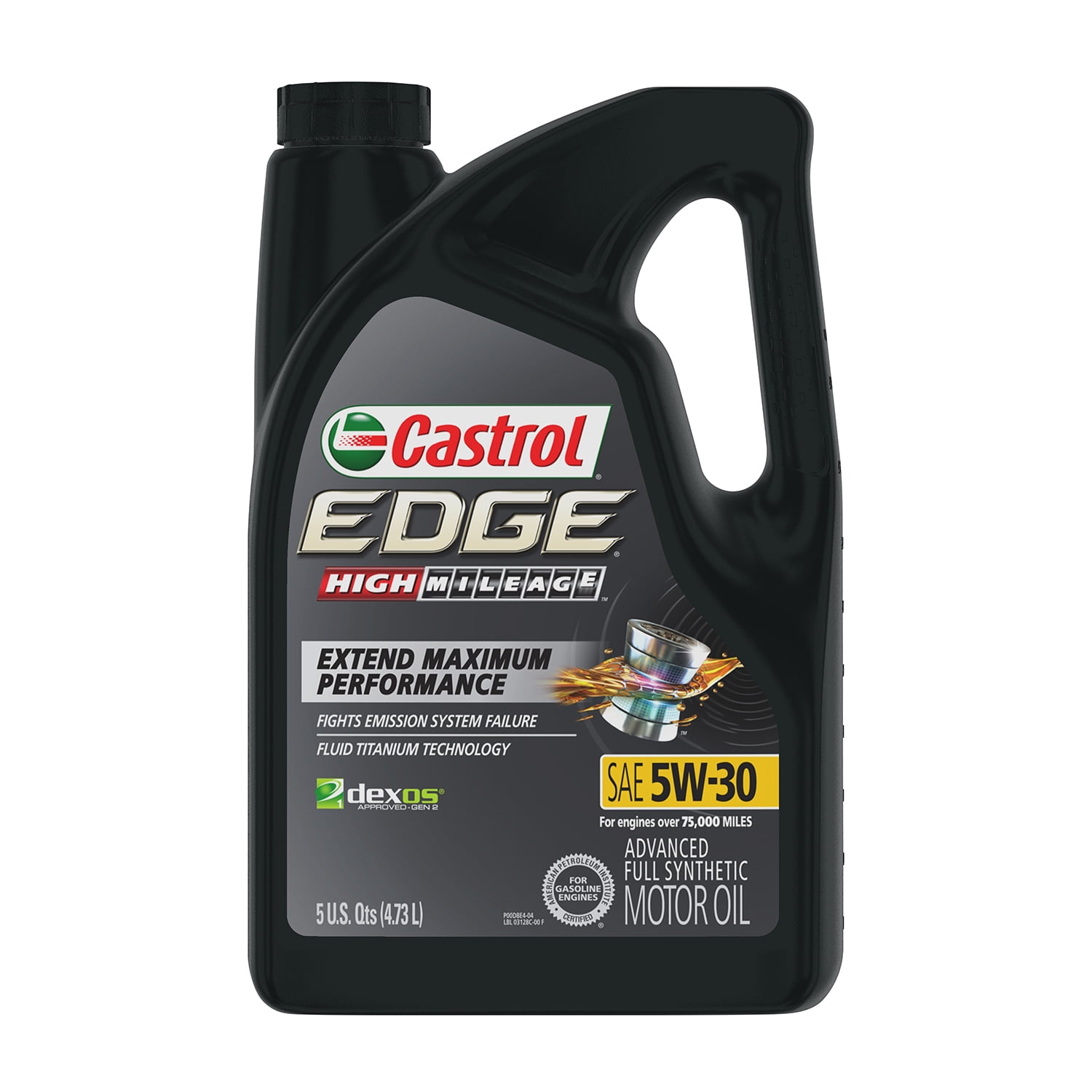 Castrol Edge High Mileage 5W-30 Advanced Full Synthetic Motor Oil, 5 Quarts