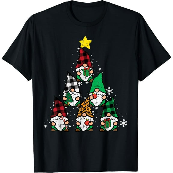 Premium model-Unisex-100% cotton-Gnomes Christmas Tree Funny Xmas Holidays Men Women T-Shirt