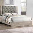 thumbnail image 6 of Benjara Wooden California king Bed with Button Tufted Headboard- Gray and Cream, 6 of 6