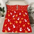 thumbnail image 2 of Homewish Cartoon Xmas Snowman Twin Sheet Sets,Sweet Christmas Cnady Cane Twin Fitted Sheet,Red White 03 For Girls,Luxury Bedroom Decor,3 Pieces, 2 of 7