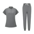 thumbnail image 4 of Ensemble de Chemise d'Uniforme d'Infirmière pour Femmes, Haut à Manches Courtes à Col Rond avec Pantalon Assorti, Tissu en Polyester, Tenue de Travail Décontractée Protectrice, Tenue d'Été, 4 of 7