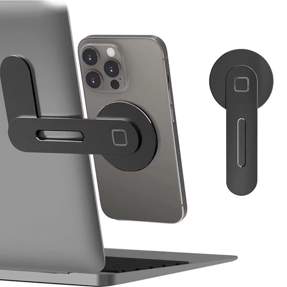 Magnetic Laptop Phone Holder, Slim & Foldable Monitor Side Mount for MagSafe iPhone 14/13/12 Series & All Smartphones