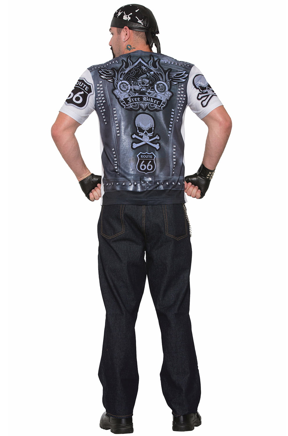 ROCKER BIKER FANCY DRESS T SHIRT MENS ADULT PHOTO REALISTIC 3D PRINT 