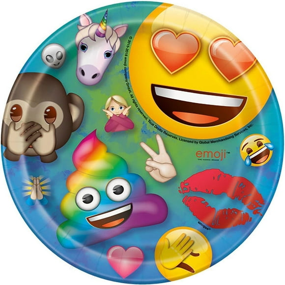 Unique Arc-en-Ciel Amusant Papier Emoji Plaques de Fête (Pack de 8)