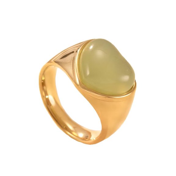HIJONES Women's Stainless Steel Ring Personalized Gemstone Jewelry Light Green Size 10