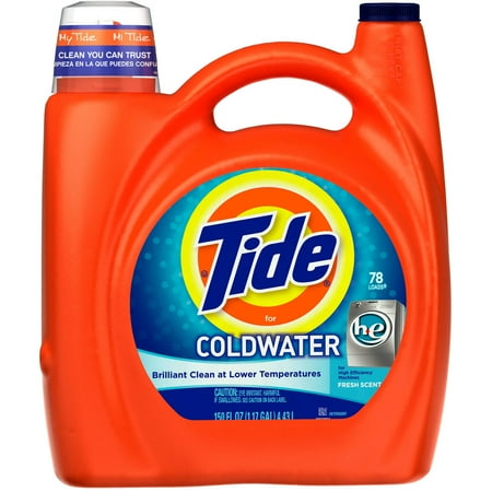 Tide Coldwater 2X Ultra HE Concentrated Detergent Fresh Scent, 150 oz