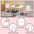 thumbnail image 5 of PAPROOS Kids Table and 2 Chairs Set, 3 Pieces Wood Activity Table Drawing Play Table and Animal Chairs Set, Toddler Adorable Study Desk Table Chairs Set for Playroom or Nursery, Pink, 5 of 11