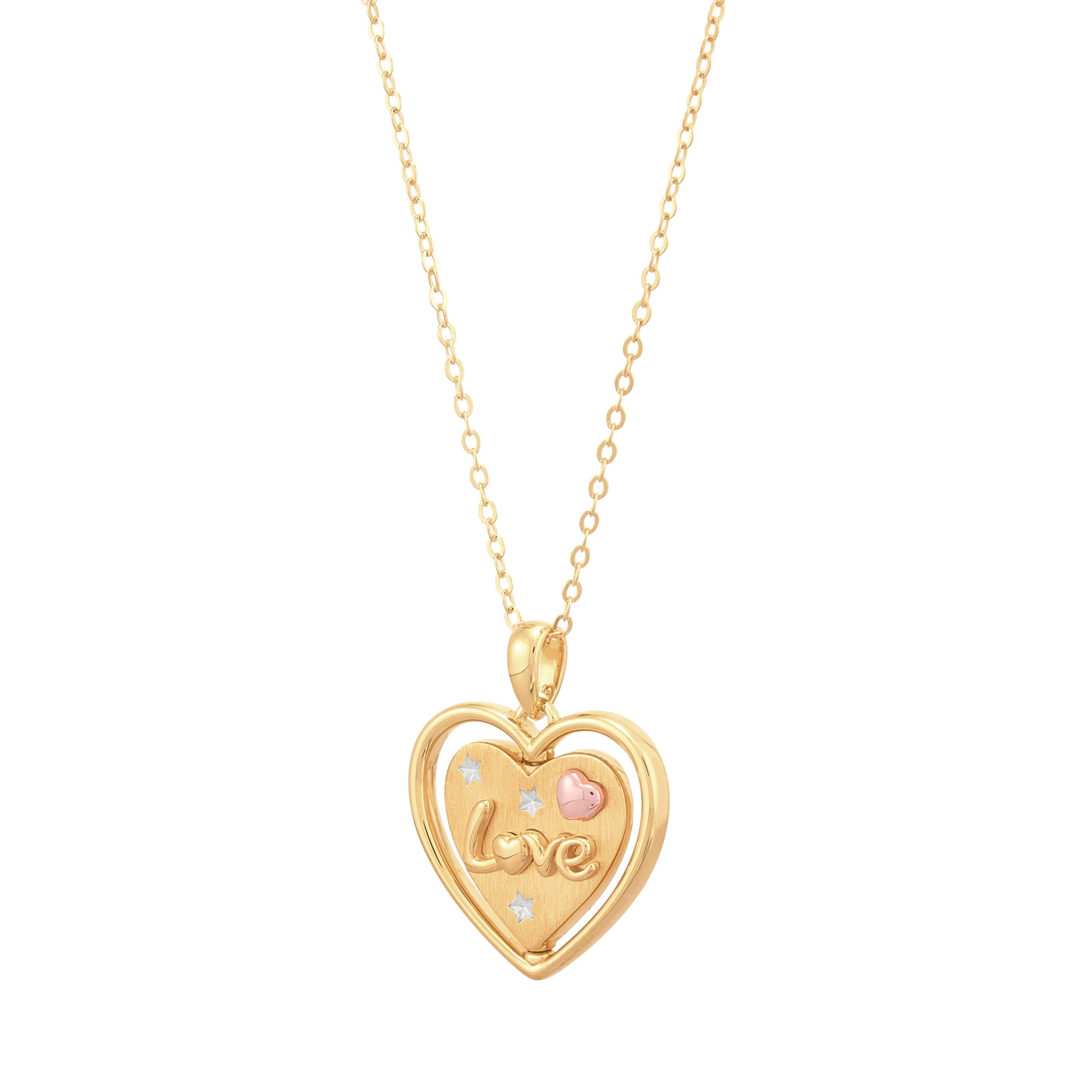 Brilliance Fine Jewelry Sterling Silver 14KT Gold Plated Spinning "Love" Heart Pendant Necklace, 20"