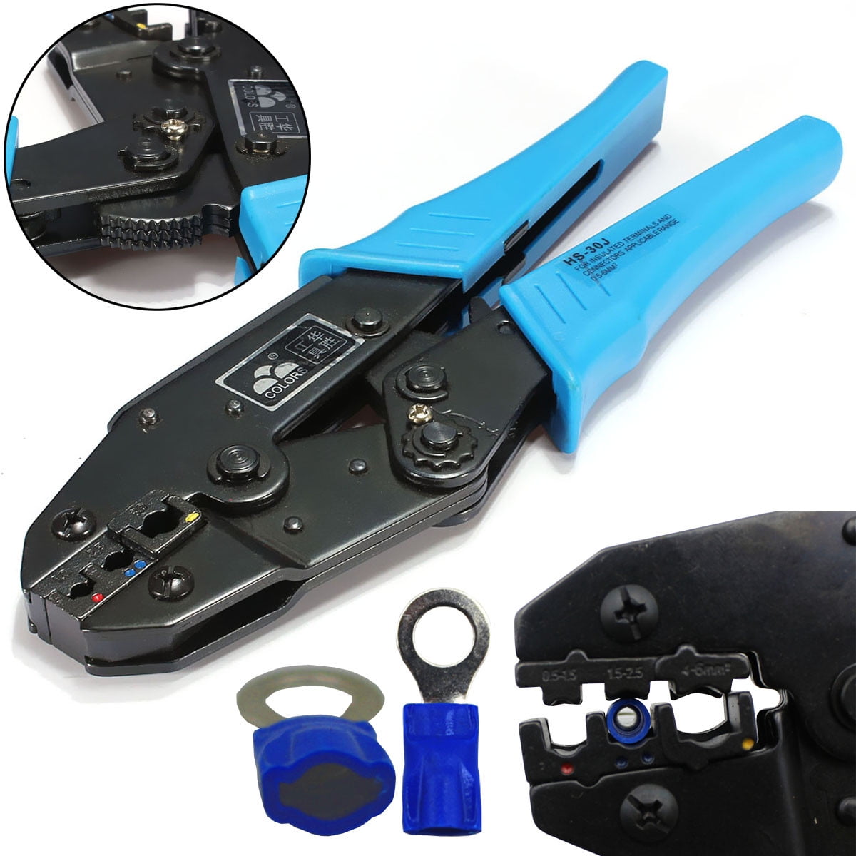 AWG 22-10 Crimping Plier 0.5-6.0mm Electricians Ratchet Crimp Connector Tool