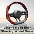thumbnail image 4 of Non-Slip Leather Carbon Fiber Steering Wheel Cover, 14.5-15 Inches Universal Fit for Cars & Trucks, Breathable Auto Interior Protective Accessory, 4 of 12