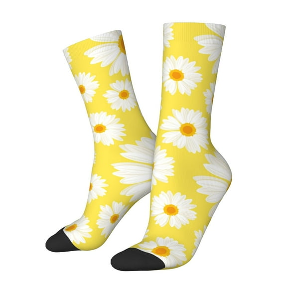 Honeii Daisies Flowers Print Adult Socks,Crew Socks,Casual Calf Socks,Daily Wear Socks for Men & Women, Perfect for Sports, Casual and Everyday Use