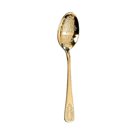 

Bluelans kitchen Fork Spoon Embossed Food Grade 430 Stainless Steel Beefsteak Bread Flatware for Travel