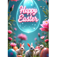 thumbnail image 3 of Easter Themed Decorative Background Happy Easter Banner with Bunny Eggs and Flowers Party Decoration Easter Celebration Photography Prop Spring Festival Decor, 3 of 6