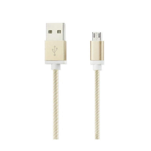3.3ft Nylon Braided Micro Usb & Sync Data Cable For Android Phones In Gold