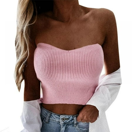

PRAETER Women s Top Bra Sexy Bra Slim Body Open Back Super Short Breast Wrapping Jacket