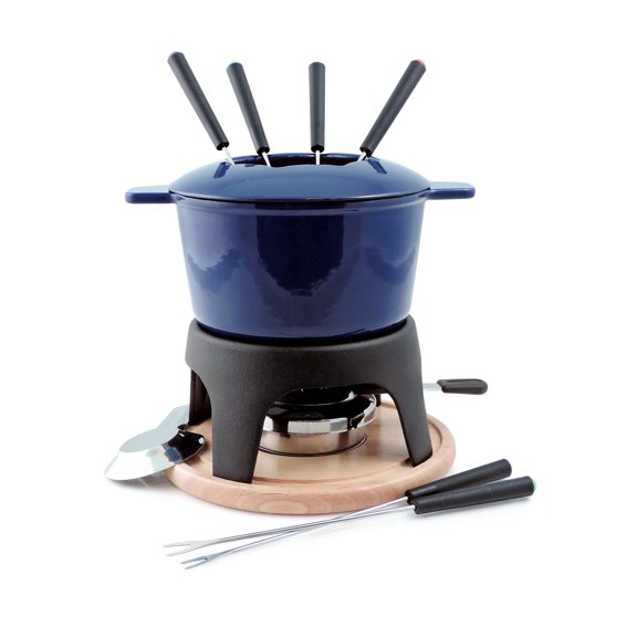 Swissmar Sierra 11 Piece Cast Iron Fondue Set, Deep Blue