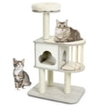 thumbnail image 1 of Gymax 46'' Modern Wooden Cat Tree with Platform & Washable Cushions for Cats & Kittens, 1 of 10