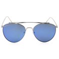 thumbnail image 3 of grinderPUNCH Slim Round Flash Blue Mirror Lens Silver Metal Frame Sunglasses, 3 of 5