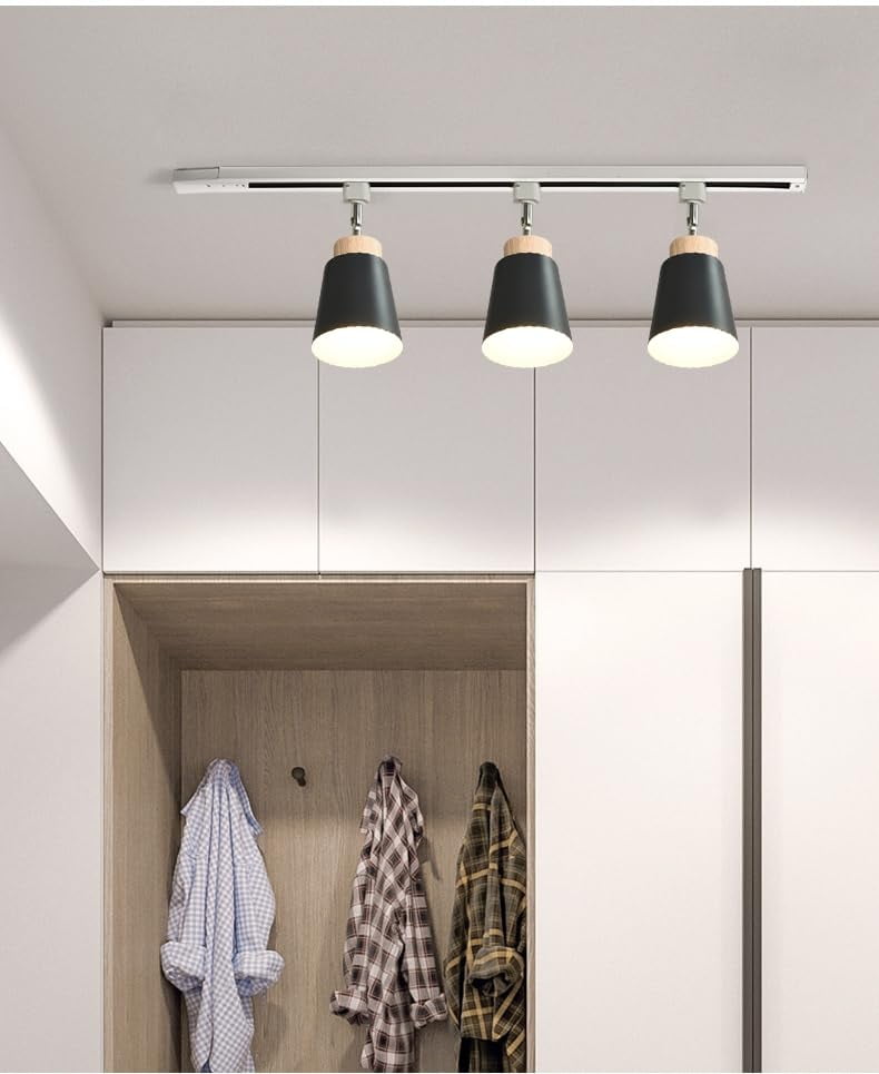 KAYYELAMP 3Pcs Macaron Black Juno System Adjustable Titl Angle Track Lighting E26 Base Modern Design for Farmhouse Kitchen Sink Gallery Loft(No Bulb, Track)