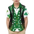 thumbnail image 6 of LEKWK Boys St. Patrick's Day Shirt Faux Leprechaun Vest Graphic Short Sleeve Button Down Top Novelty Irish Costume, 6 of 9