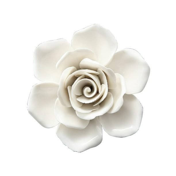 Esculturas artificiales de flores de cerámica 3D, esculturas artísticas, flores de porcelana creativas. S Rosa 10cm