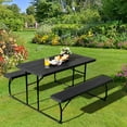 thumbnail image 2 of Costway Foldable Picnic Table Bench Set Outdoor Camping for Patio & Backyard Black, 2 of 10