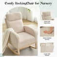 thumbnail image 3 of Ourlova Wingback Upholstered Rocking Chair with Side Pockets, Tall Back Accent Rocker Chair with Rubber Wood Legs for Living Room, Bedroom, 3 of 7