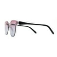 thumbnail image 3 of Retro Hipster Horn Rim Rimless Metal Bridge Sunglasses Clear Pink Grey, 3 of 4