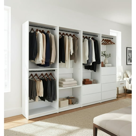 Prosper White Freestanding Walk in Wood Closet System