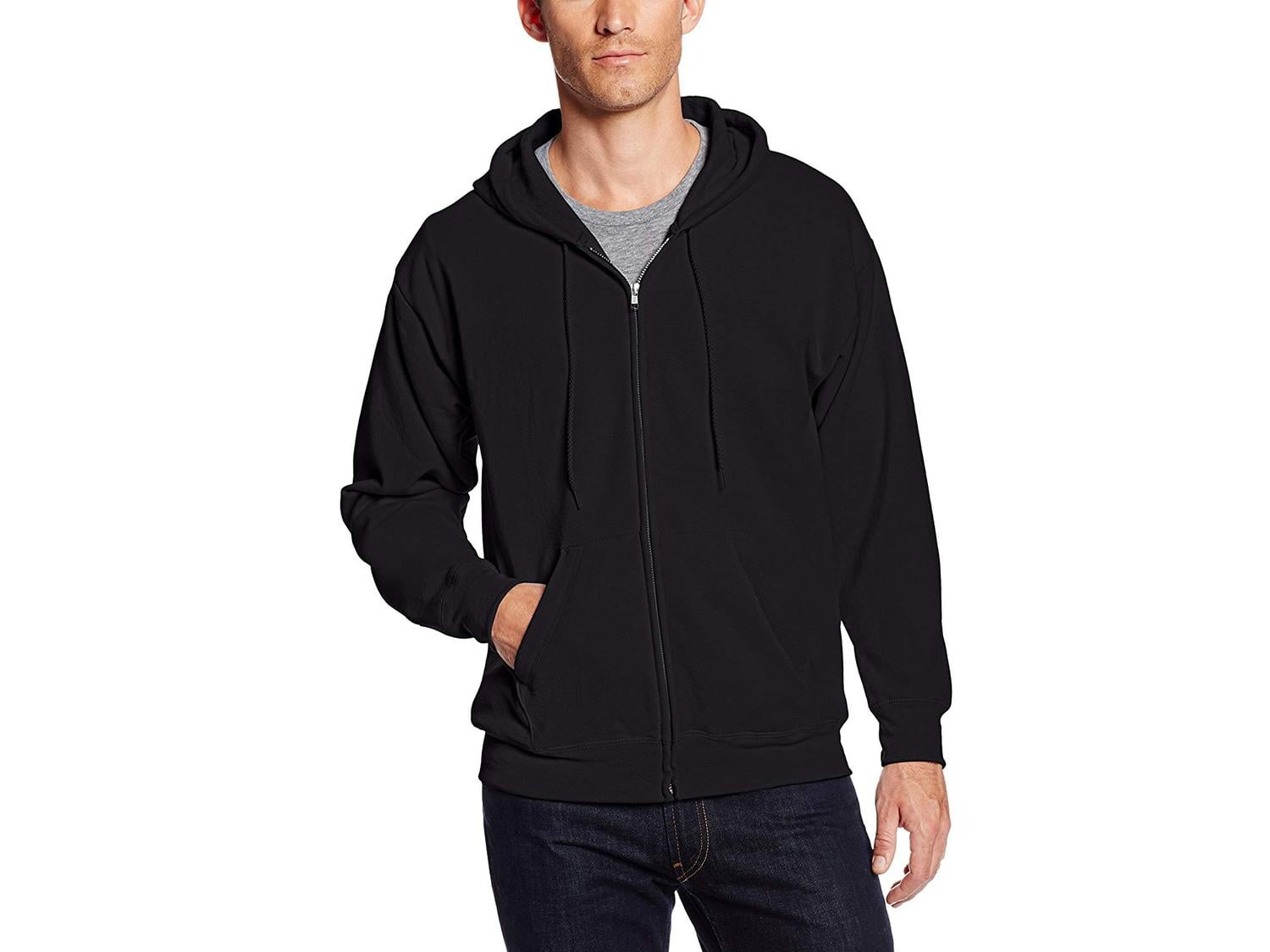 hanes men's full zip ecosmart hoodie