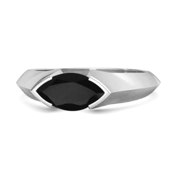 0.25 Ctw Marquise Black Spinel 925 Sterling Silver Engagement Women Mother's Day Gift Ring