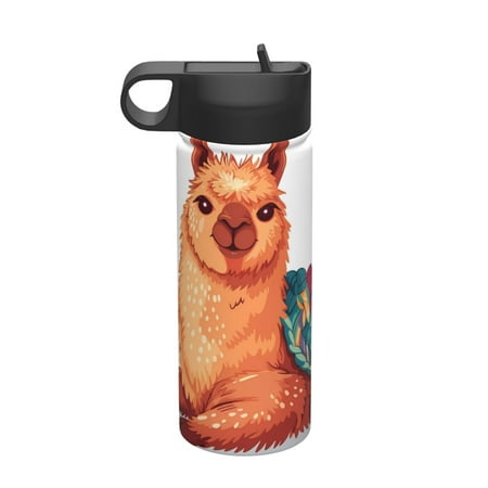

Adobk Cozy Knitting Llama Print Water Bottle 18oz Sports Insulated Kettle for Cycling Gym Basketball Outdoor Suitable as a Present