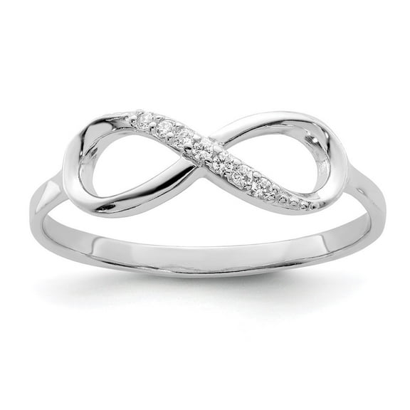 Auriga Fine Jewelry 925 Sterling Silver Rhodium Plated Polished Cubic Zirconia Infinity Ring Size 7 for Women