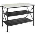 thumbnail image 1 of Pemberly Row Metal/Faux Marble Top Kitchen Island in Matte Black, 1 of 8