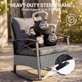 thumbnail image 6 of Patio Outdoor Furniture Set, 3PCS Rattan Wicker Rocking Chair Set Balcony Furniture, Steel Frame Patio Chairs with 2-Tier Coffee Table, Thick Seat Cushions and Pillows, 6 of 10