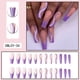 thumbnail image 3 of Uñas con purpurina púrpura europea y americana líneas geométricas francesas parche de uñas deslumbrante Aurora, 3 of 5