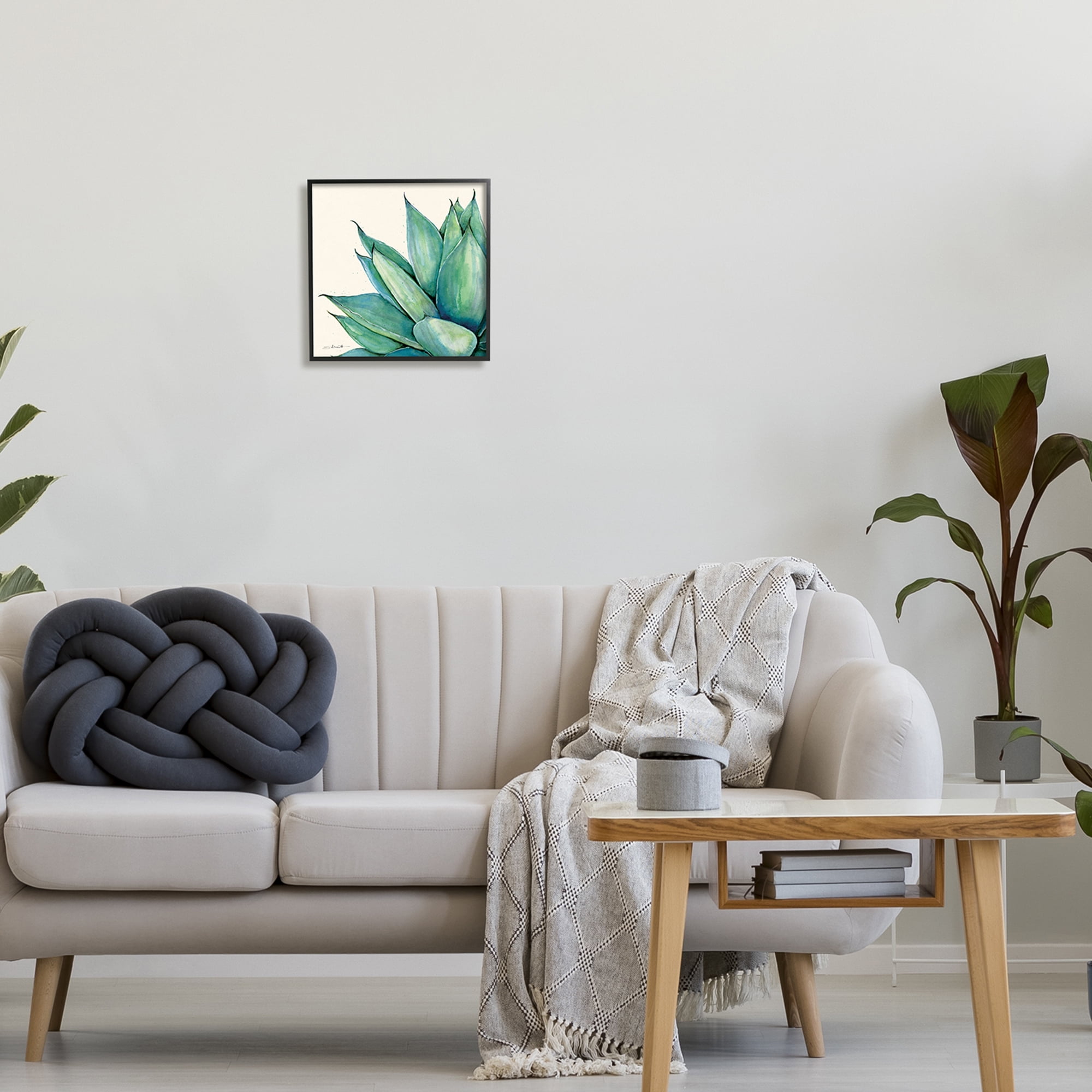 Stupell Green Aloe Plant Succulent Botanical & Floral Painting Black Framed Art Print Wall Art