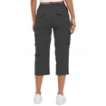 thumbnail image 6 of GXIPO Cargo Capri Pants for Women High Waisted Relaxed Fit Elastic Knit Waist Casual Capris Trousers Cropped Pants Dark Gray S, 6 of 8