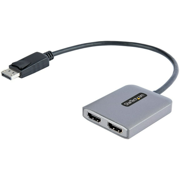 DP to Dual HDMI MST HUB, Dual HDMI 4K 60Hz, 2 Port DisplayPort Multi Monitor Adapter with 1ft/30cm Cable, DP 1.4 | DSC | HBR3