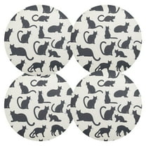 Ryvnso Cat Pattern Round Plate Mats Dining Table Placemat Set of 4 for Holiday Decoration