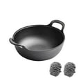 thumbnail image 2 of Iron Wok, Cast Iron Wok, Handcrafted Non-Stick Stir Fry Pan With Heat Retention, Round Bottom, Suitable For Gas Ceramic Induction Cooktops, Black, 21.1x21.1x12cm, 2 of 7