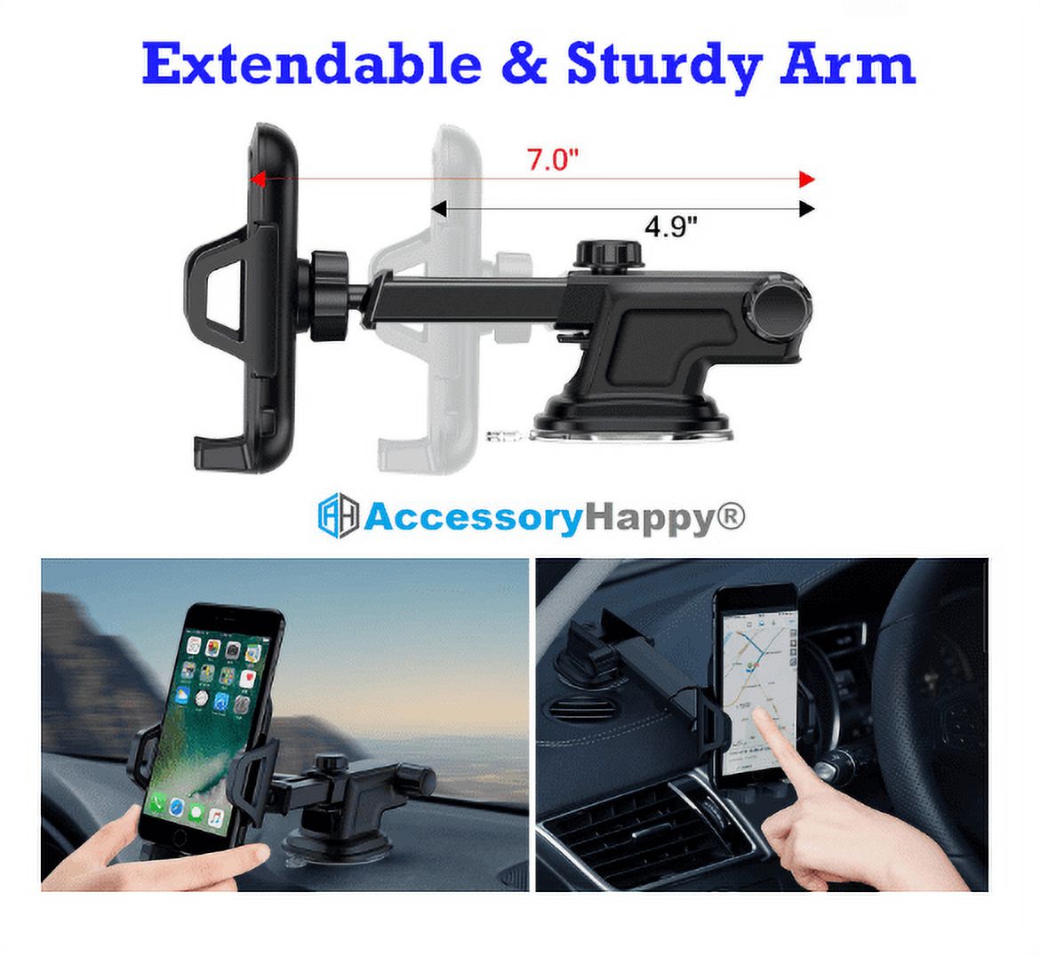 AccessoryHappy Dash Windshield Office Desk Phone Mount Universal Adjustable Multi-Angle Car Mount for Holder Stand Cell Phone iPhone Xs/XS Max/X/8/7 Plus/Galaxy - image 2 of 8