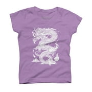 Chinese Dragon Illustration (Clean Version) Girls Purple Berry Graphic Tee - Design By Humans  L