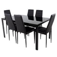 thumbnail image 1 of Juego de Comedor Moderno Mesa Con 6 Sillas Estructura Metalica Vidrio Templado Kingshouse negro, 1 of 7
