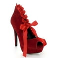 thumbnail image 2 of Ellie Shoes E-517-Claissa 5 Bootie with satin ruffleand tie Red Velvet / 7, 2 of 6