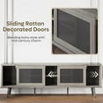 thumbnail image 2 of Bestier 63 inch Rattan TV Stand for TVs up to 75 Inch，with Sliding Doors &2 Tier Storage Shelves, Grey, 2 of 8