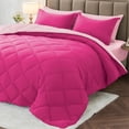 thumbnail image 1 of Juego de edredón MUXHOMO, tamaño queen, 7 piezas, reversible, rosa intenso, 1 of 9