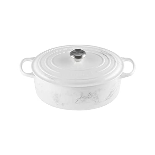 Le Creuset Olla holandesa ovalada Signature de hierro fundido esmaltado, 6,75 qt., Mármol